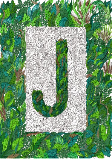 Drawing titled "Letter J from the "…" by Krughoff, Original Artwork, Ink