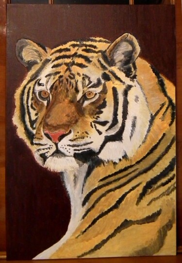 Peinture intitulée "Tiger, lord of the…" par Krughoff, Œuvre d'art originale, Acrylique