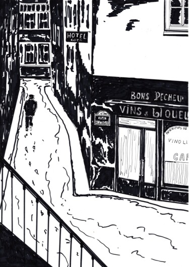Dibujo titulada "Paris d'hiver.(Aprè…" por Krughoff, Obra de arte original, Tinta