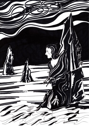 Zeichnungen mit dem Titel "Sirens (Odysseus/Ul…" von Krughoff, Original-Kunstwerk, Tinte