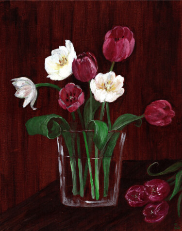 Peinture intitulée "Tulipes / Tulpen /…" par Krughoff, Œuvre d'art originale, Acrylique
