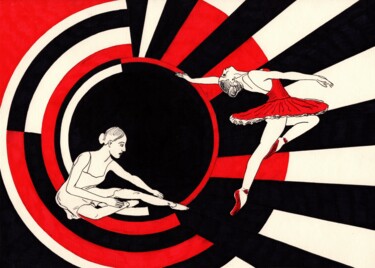 Zeichnungen mit dem Titel "Ballet" von Krughoff, Original-Kunstwerk, Tinte