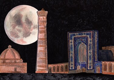 Disegno intitolato "Poi Kalan,Bukhara,…" da Krughoff, Opera d'arte originale, Grafite