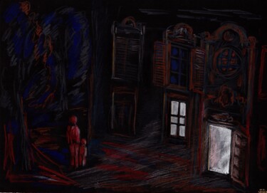 Peinture intitulée "notte" par Krughoff, Œuvre d'art originale, Crayon