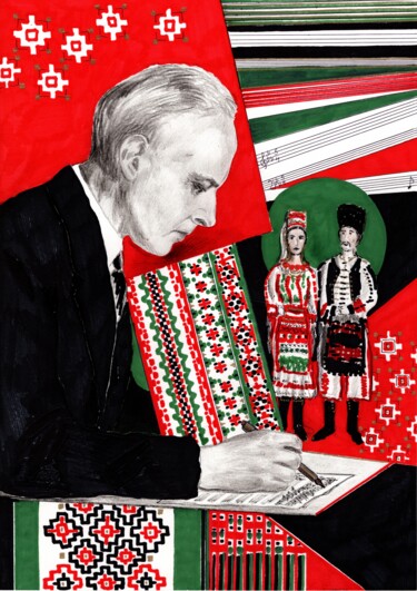 Painting titled "Bartók Béla" by Krughoff, Original Artwork, Pencil