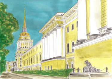 Painting titled "Sankt-Peterburg II" by Krughoff, Original Artwork, Gouache