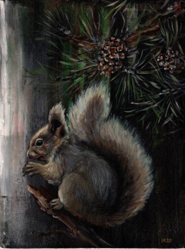 Painting titled "Squirrel" by Krughoff, Original Artwork, Acrylic