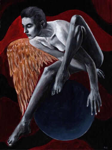 Peinture intitulée "Avec une aile ... V…" par Krughoff, Œuvre d'art originale, Acrylique