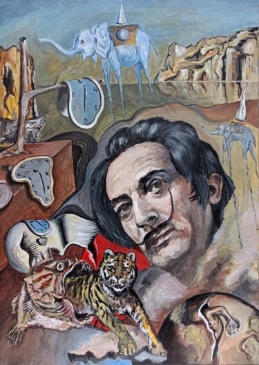 Pintura intitulada "Salvador Dalí ❤" por Krughoff, Obras de arte originais, Acrílico