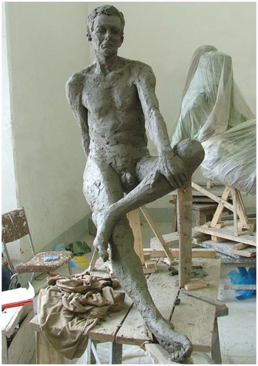 Skulptur mit dem Titel "Akt meski" von Karolina Krukowska-Dral, Original-Kunstwerk, Andere