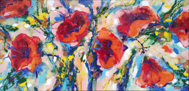 Pittura intitolato "Poppies" da Krum Kostov, Opera d'arte originale, Acrilico Montato su Telaio per barella in legno