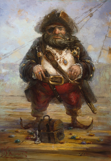 Картина под названием ""Капитан 2"" - Dmitry Krutous, Подлинное произведение искусства, Масло Установлен на artwork_cat.
