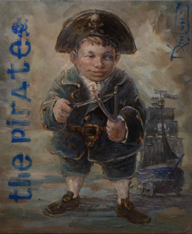 Картина под названием "Пират" - Dmitry Krutous, Подлинное произведение искусства, Масло Установлен на Деревянная рама для но…