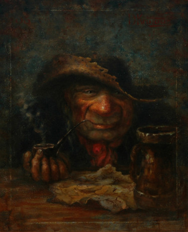 Peinture intitulée ""Моряк с трубкой"" par Dmitry Krutous, Œuvre d'art originale