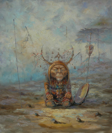 Pittura intitolato ""слышащий ветер"" da Dmitry Krutous, Opera d'arte originale