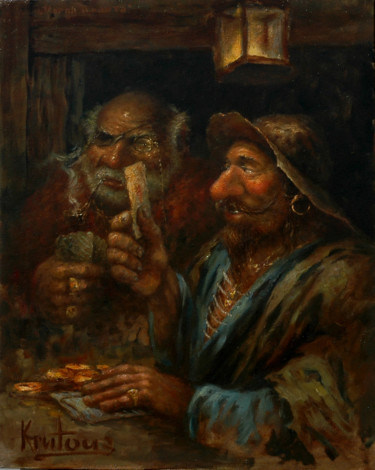 Painting titled ""Игроки"" by Dmitry Krutous, Original Artwork