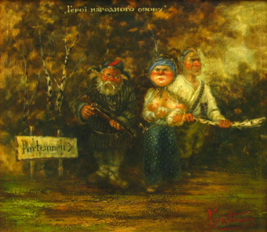 Pittura intitolato "диптих "На войне ка…" da Dmitry Krutous, Opera d'arte originale