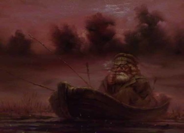Pittura intitolato ""рыбак"" da Dmitry Krutous, Opera d'arte originale