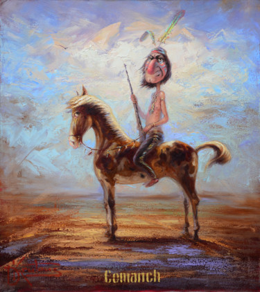 Painting titled ""Команч"" by Dmitry Krutous, Original Artwork, Oil