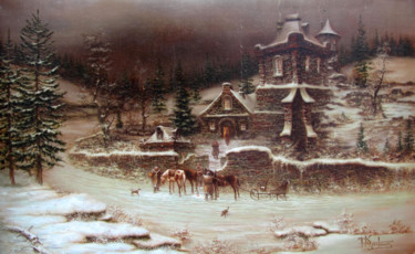 Painting titled ""Трансильвания. зим…" by Dmitry Krutous, Original Artwork