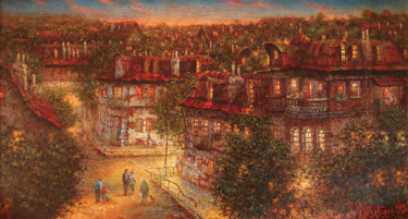 Painting titled ""вечер"" by Dmitry Krutous, Original Artwork