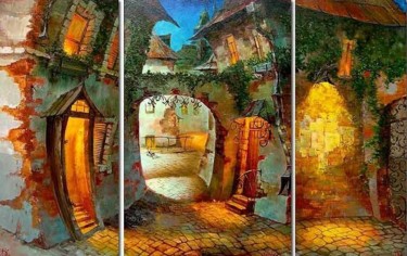 Картина под названием ""Переулок"" - Dmitry Krutous, Подлинное произведение искусства