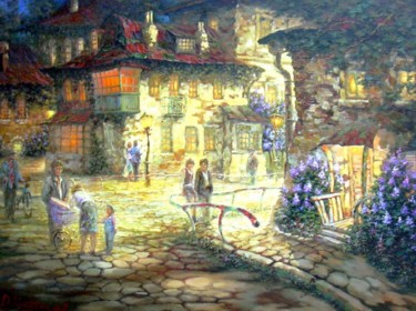 Pittura intitolato ""Еврейский квартал"" da Dmitry Krutous, Opera d'arte originale