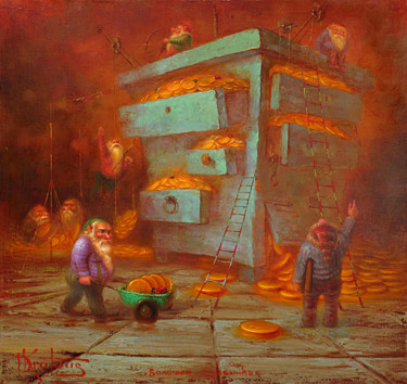 Pittura intitolato ""большая тумбочка"" da Dmitry Krutous, Opera d'arte originale