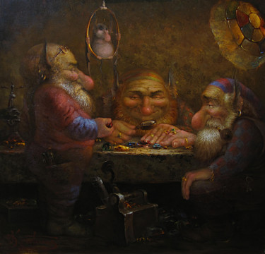 Painting titled ""Гномы"" by Dmitry Krutous, Original Artwork