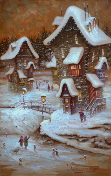 Картина под названием ""Полосатая зима lig…" - Dmitry Krutous, Подлинное произведение искусства, Масло