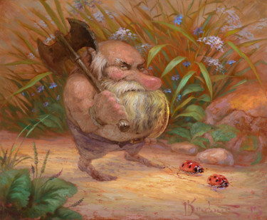 Painting titled ""Добытчик" ." by Dmitry Krutous, Original Artwork, Oil