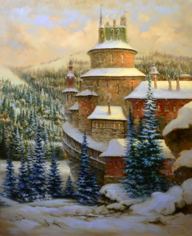 Картина под названием ""Замок"" - Dmitry Krutous, Подлинное произведение искусства, Масло Установлен на Деревянная рама для…