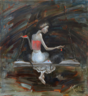 Painting titled ""Красные ягоды"" by Dmitry Krutous, Original Artwork, Oil