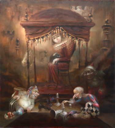 Картина под названием ""Красная ферзь"" - Dmitry Krutous, Подлинное произведение искусства, Масло