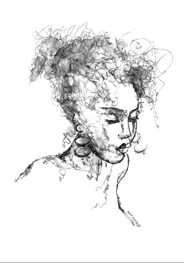 Drawing titled "Encre" by Krystel-Andréane, Original Artwork, Ink