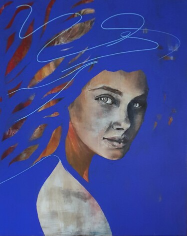 Painting titled "Sasha" by Krystel-Andréane, Original Artwork, Acrylic Mounted on Wood Stretcher frame