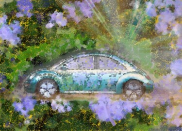 Digital Arts titled "My Holyday Car" by Krystel, Original Artwork, Digital Painting