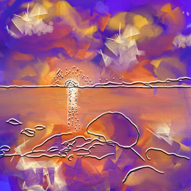 Digitale Kunst mit dem Titel "Sea of Light" von Krystel, Original-Kunstwerk, Digitale Malerei