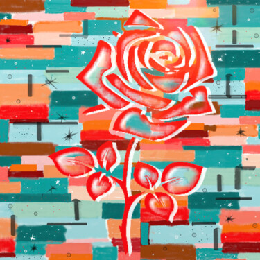 Цифровое искусство под названием "Rose de Mai" - Krystel, Подлинное произведение искусства, Цифровая живопись
