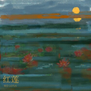 Arte digitale intitolato "RED LOTUS" da Krystel, Opera d'arte originale, Pittura digitale