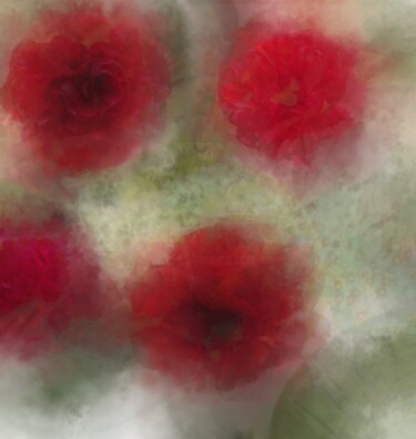 Digital Arts με τίτλο "Fleurs dans l'eau" από Krystel, Αυθεντικά έργα τέχνης, Ψηφιακό Κολάζ