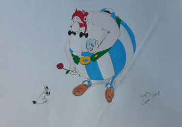 Dessin intitulée "Obelix's tribute" par Krystian, Œuvre d'art originale, Marqueur