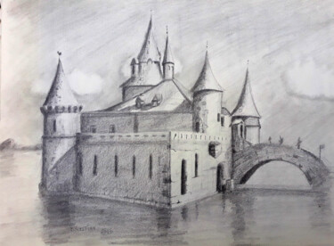 Tekening getiteld "Castle" door Krystian, Origineel Kunstwerk, Grafiet