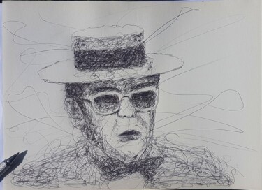 Dibujo titulada "Elton 2" por Krystian, Obra de arte original, Bolígrafo