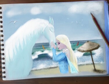 Digital Arts titled "Elsa And Nokk" by Krystian, Original Artwork, Digital Painting