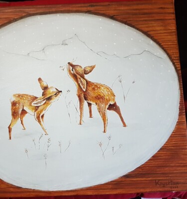 Painting titled "fawn" by Krystian, Original Artwork, Acrylic