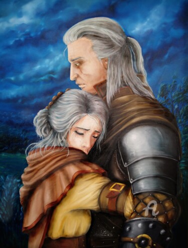 Painting titled "The Witcher - Swall…" by Krystian Kaplon, Original Artwork, Oil Mounted on artwork_cat.