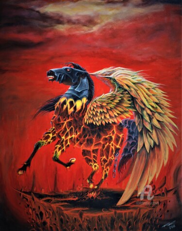 Painting titled "Dread Steed" by Krystian Kaplon, Original Artwork, Acrylic