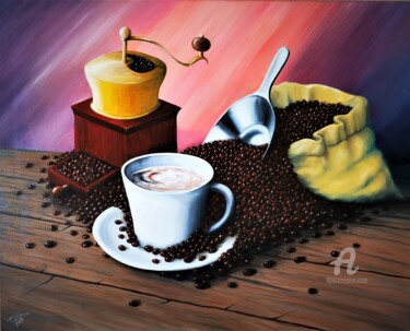 Peinture intitulée "Cup of Coffee" par Krystian Kaplon, Œuvre d'art originale, Acrylique