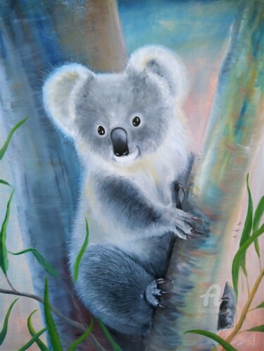 Schilderij getiteld "Koala Bear" door Krystian Kaplon, Origineel Kunstwerk, Olie